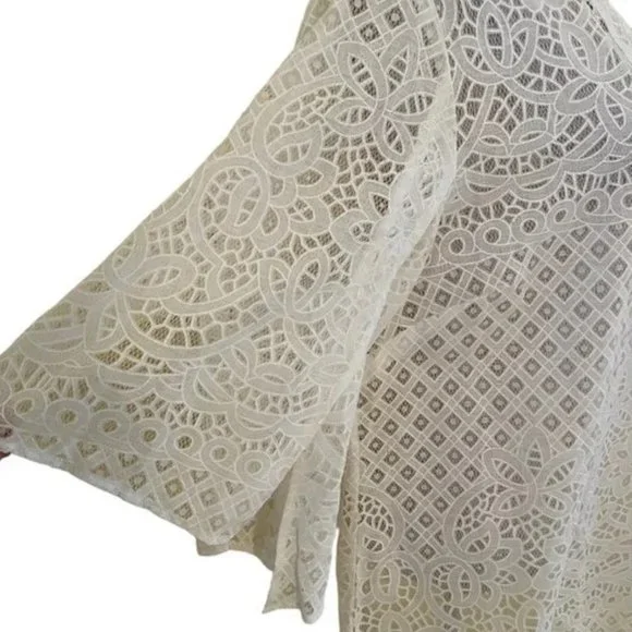Chicos White Lace Tunic Top Size 2 L Cotton Blend Length 29" Excellent Condition - Picture 6 of 10